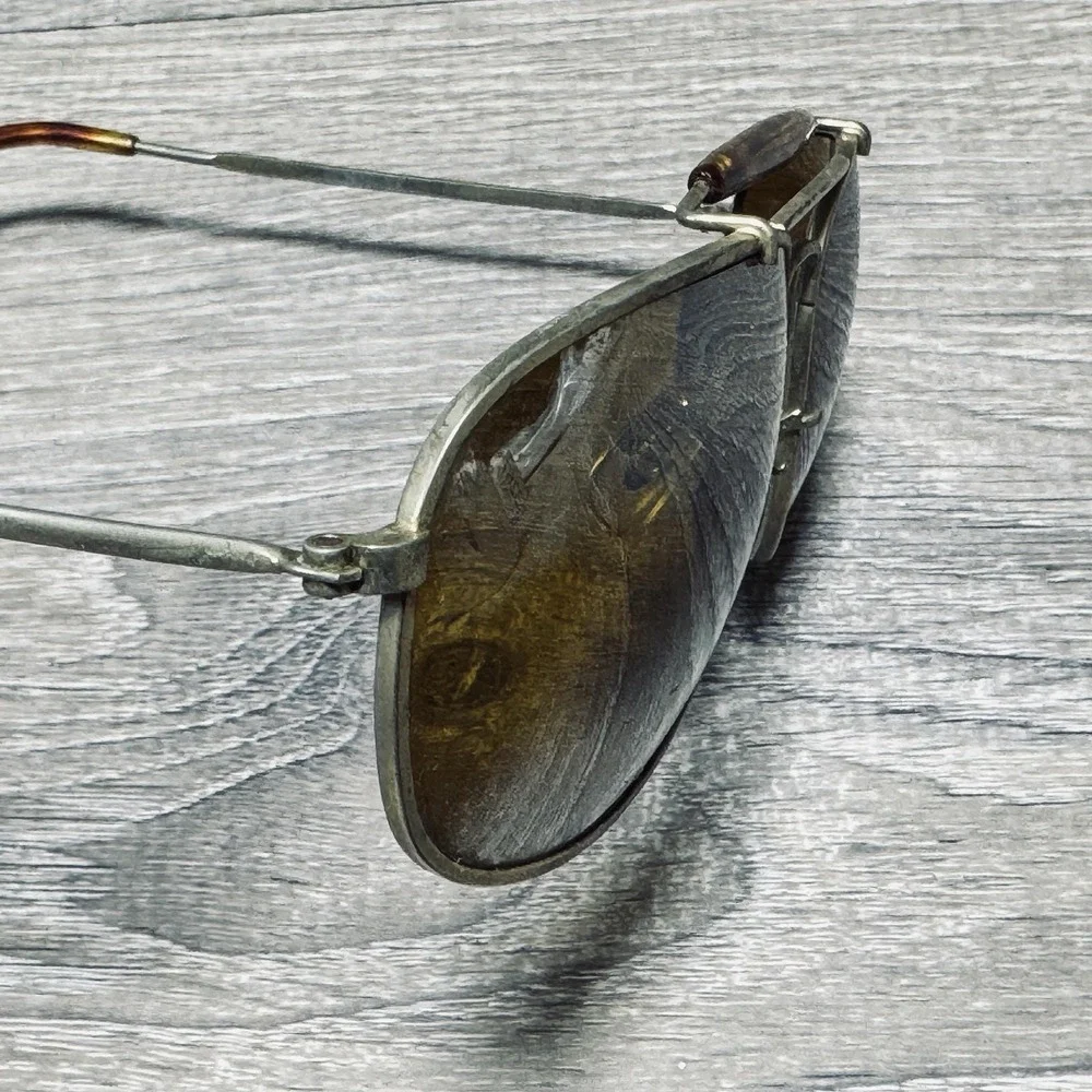 Sunglasses Mens Silver‎ Yellow Aviator Tortoise Top Bar Gradient Lens Metal